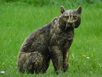 Gartenstatue Panther, hochwertiger Polystone, Leopard Gold Schwarz