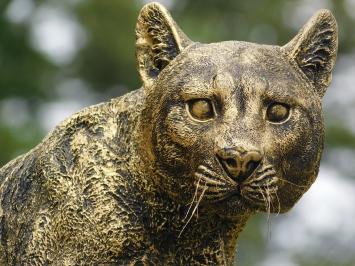 Gartenstatue Panther, hochwertiger Polystone, Leopard Gold Schwarz