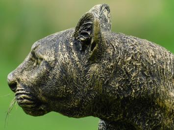 Tuinbeeld panter, hoogwaardig polystone, luipaard goud zwart