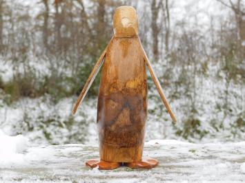 Beeld Pinguïn, Teakhout, Houten Sculptuur