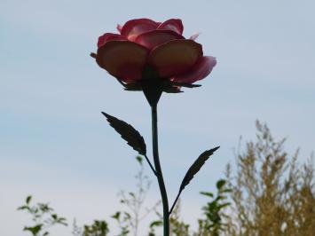 Große Metallrose - Gartenstab - Rosa