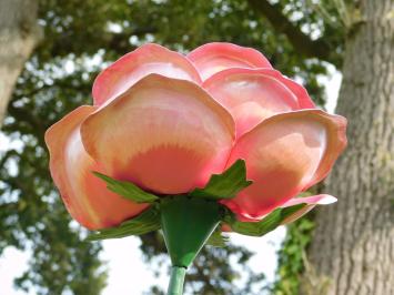 Grote Roos van Metaal - Tuinsteker - Roze