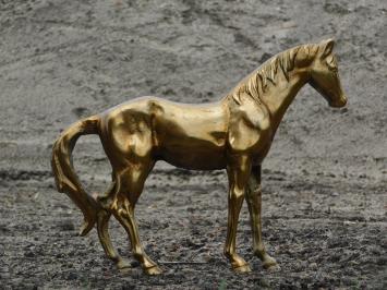 Paard sculptuur, beeld, goud kleurig, verzamelbeeldje paarden