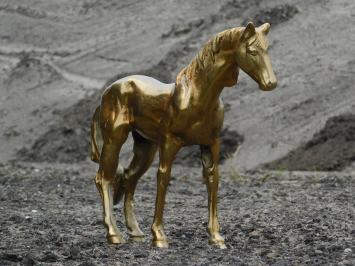 Pferdeskulptur, Statue, goldfarbene Sammlerfigur von Pferden