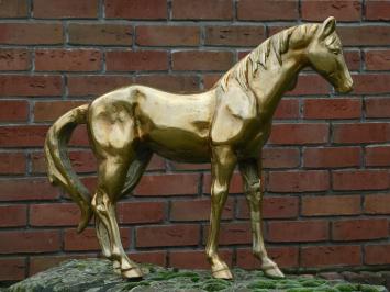 Paard sculptuur, beeld, goud kleurig, verzamelbeeldje paarden