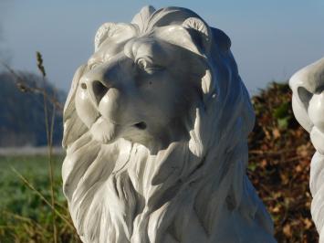 Löwenset - nach links und rechts schauend - Polystone weiß