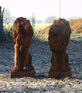 Satz Löwen - links und rechts schauend - Polystone oxid