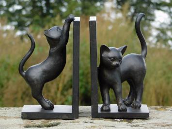 Boekensteunen met Katten, Zwart Bruin, Polystone en Hout