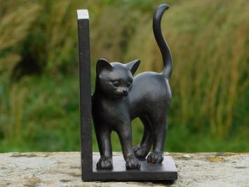 Buchstützen mit Katzen, Schwarz Braun, Polystone and Holz