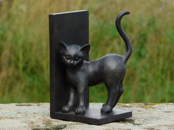 Buchstützen mit Katzen, Schwarz Braun, Polystone and Holz