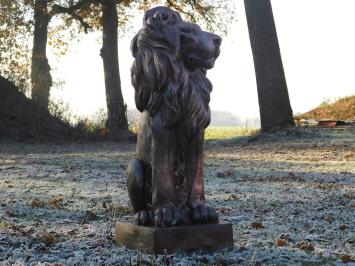 Set leeuwen - polystone - links en rechts kijkend - koper look