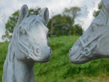 Set van 2 paardenhoofden, vol steen