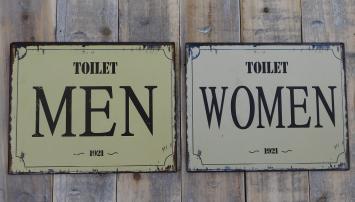 Set tekens voor WC deuren - tin plate- Woman& Men