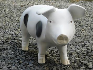 Sparschwein - weiß mit schwarzen Punkten - Polystone