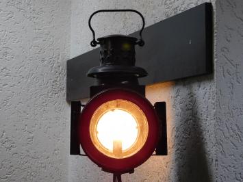 Antike Osmeka Eisenbahnlaterne mit Lampe, aufrecht, 90 cm