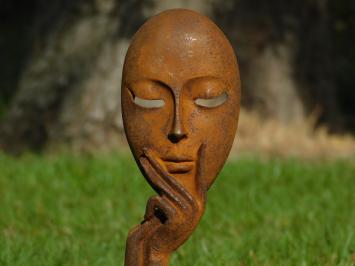 Beeld ''the mask'', gietijzeren kunst, beeld voor in huis of in de tuin, rustiek