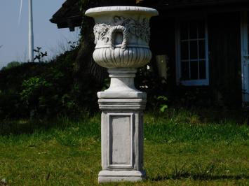 Gartenvase mit Weintrauben auf Sockel - 97 cm - Stein