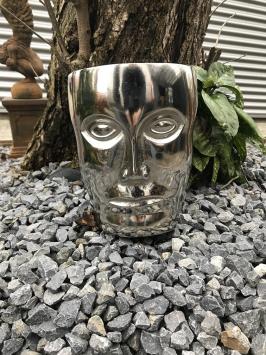 Aluminium-Vase, rund in Form eines Gesichts, Nickel