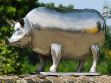 Statue Schwein, Metall, Farbe Chrom