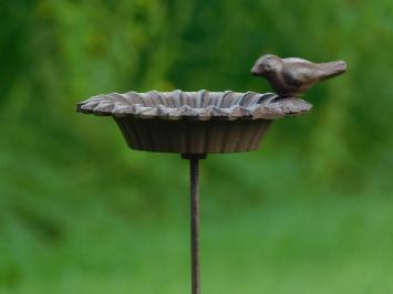 Vogeltränke auf Stift - Gartenstab - Gusseisen - Dunkelbraun