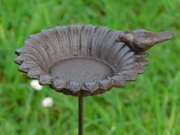 Vogeltränke auf Stift - Gartenstab - Gusseisen - Dunkelbraun