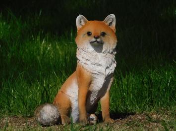 Gartenstatue Fuchs, Tierstatue in Farbe, Kunststoff, für Garten / Haus