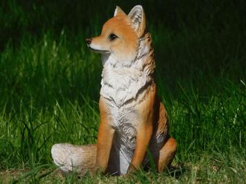 Gartenstatue Fuchs, Tierstatue in Farbe, Kunststoff, für Garten / Haus