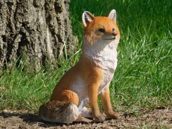 Gartenstatue Fuchs, Tierstatue in Farbe, Kunststoff, für Garten / Haus