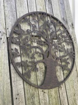 Wandschmuck aus Metall 'Baum des Lebens', mit Vögeln