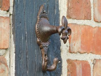 Wandhaken aus Gusseisen mit französischer Lilie, 2 Haken, dunkelbraun