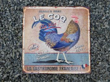 Metalen bord met een haan, ''Le Coq''