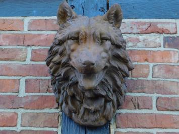 Wanddecoratie wolf, wolvenkop deco, dierenbeeld, beeld wolf